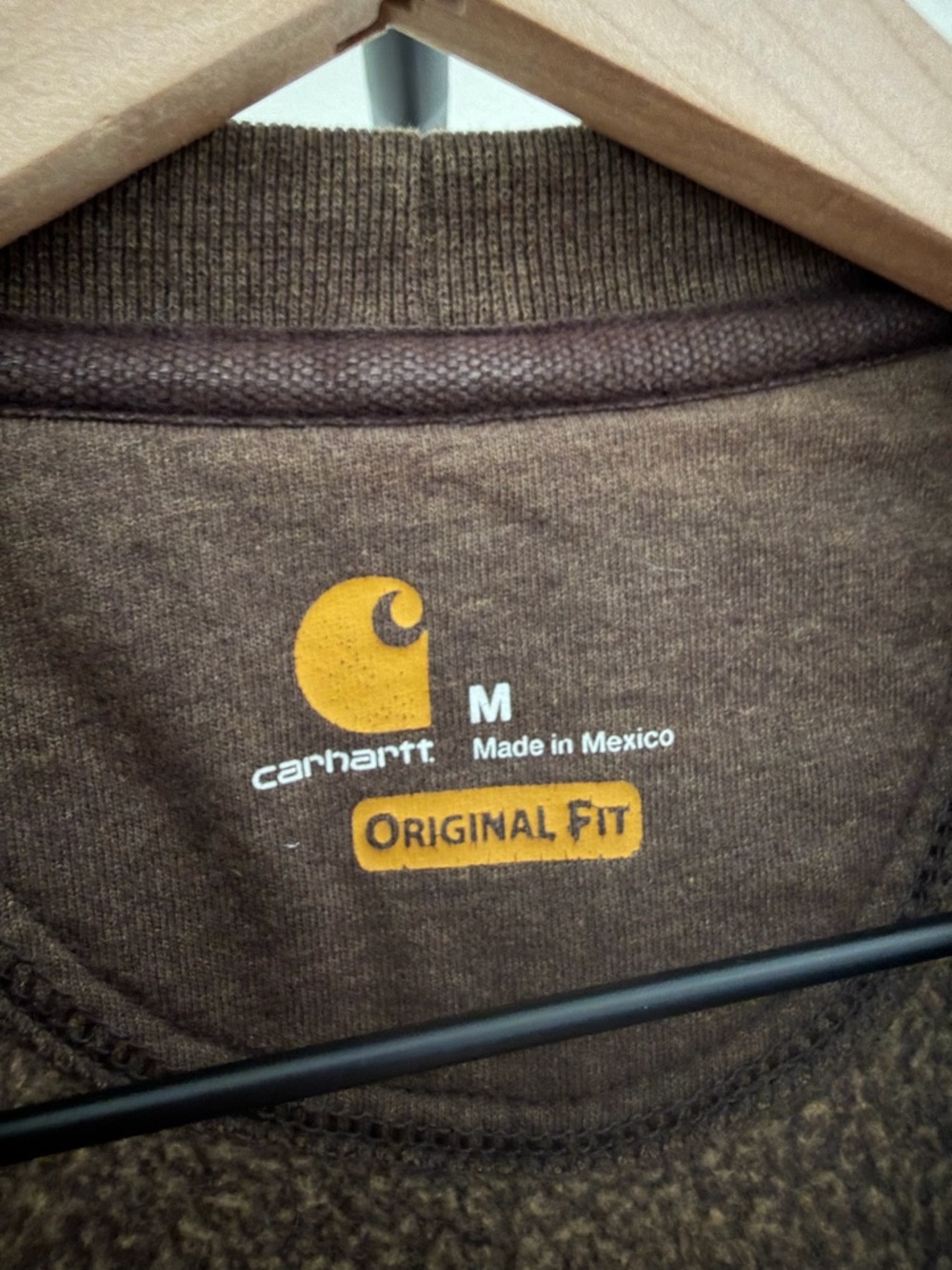 Carhartt Brown Crewneck with Yellow Logo  Print - Picture 3 of 3